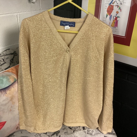 MAGGIE MC NAUGHTEN. Gold Metallic Women's Sweater size2x - Picture 1 of 10